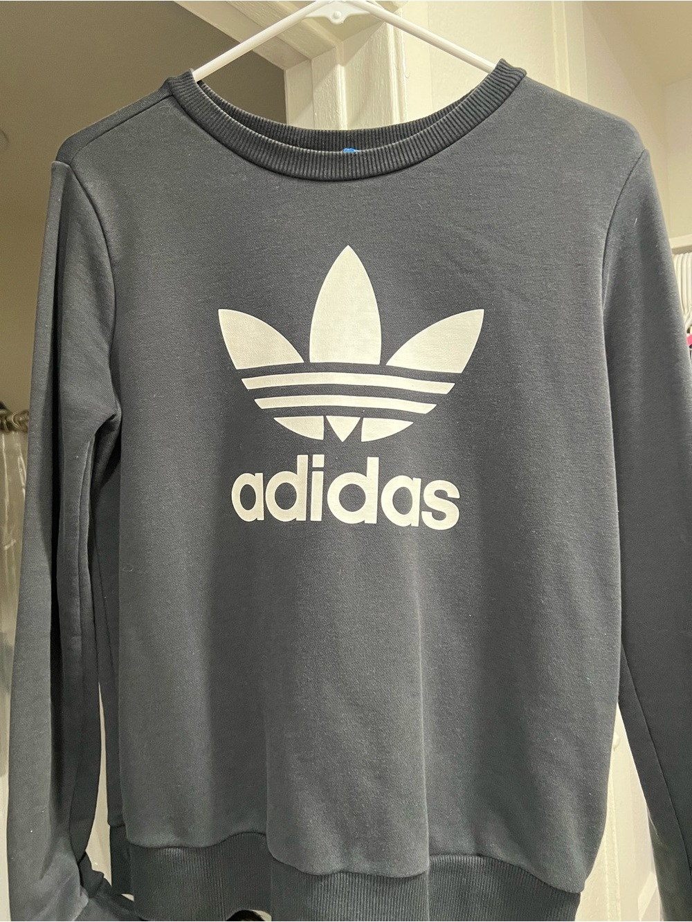 adidas Black Crewneck Sweatshirt with White Trefoil Logo